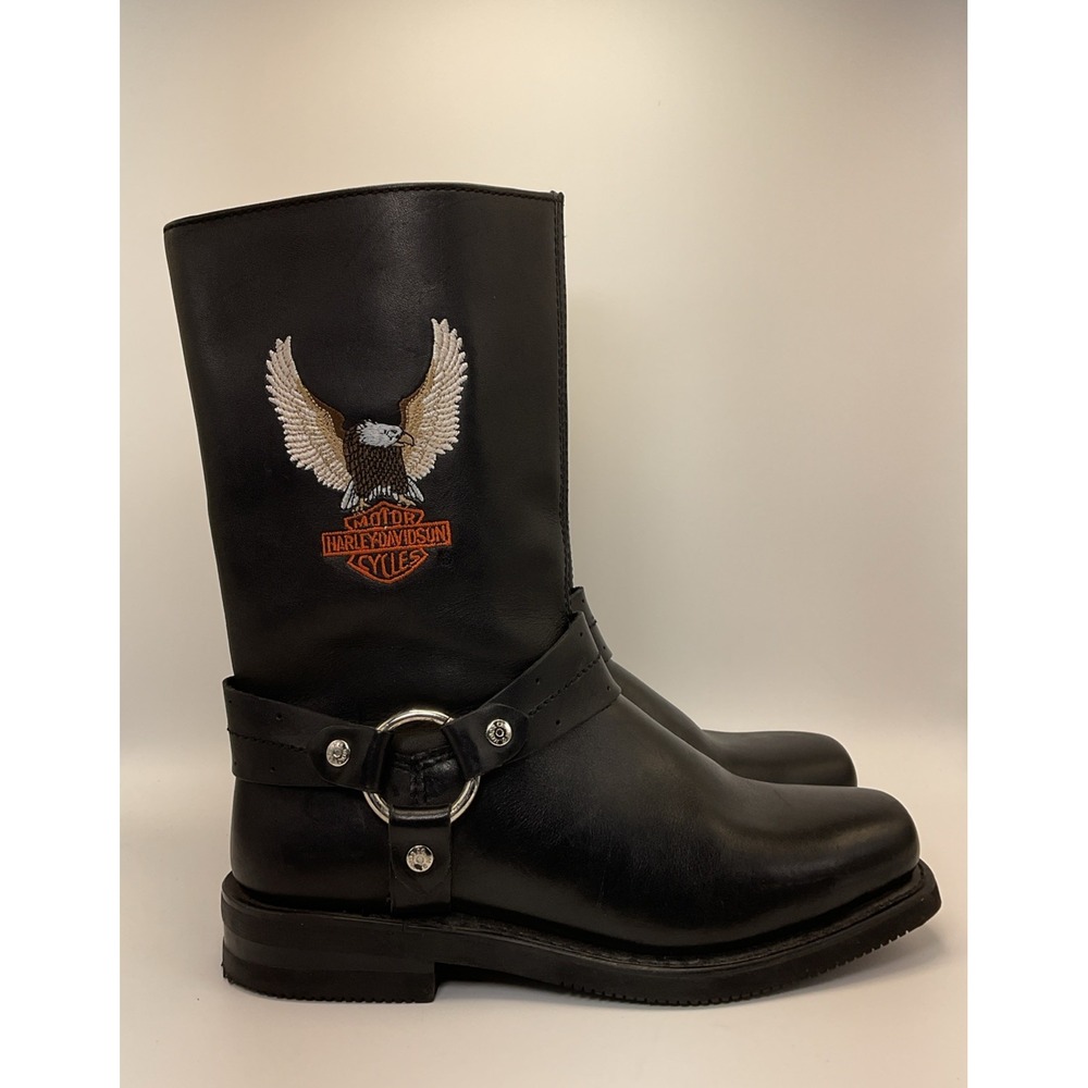 Harley Davidson Eagle Harness Boots Women's 7.5 Leather Riding Black 84202 Moto